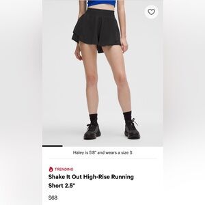 NWOT lululemon athletica Shake It Out High-Rise Running Short 2.5”